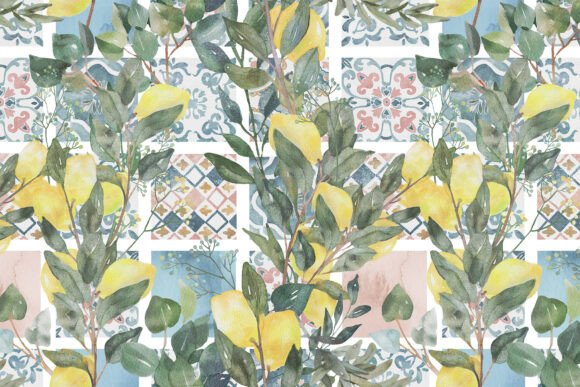 Download Lemons &amp; Tiles Mediterranean PNG Pattern - Mediterranean Collection