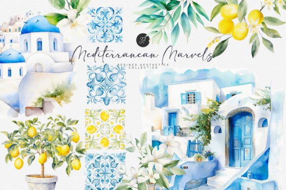 Download Mediterranean Watercolor Clipart - Mediterranean Collection