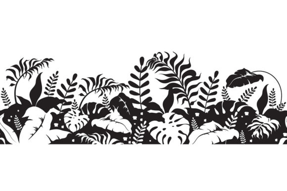 Download Tropical Plants Black Silhouette - Black Collection