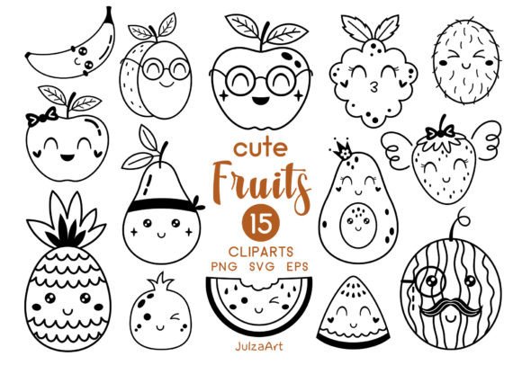 Download Black Fruit Clipart, Cute Fruit Svg Png - Black Collection
