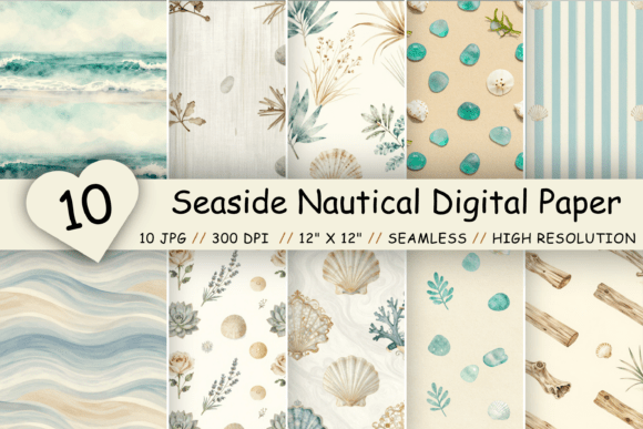 Download Seaside Nautical Digital Paper Pack - Seaside Collection