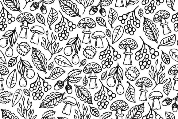 Download Autumn Line Art Seamless Pattern - Line art Collection