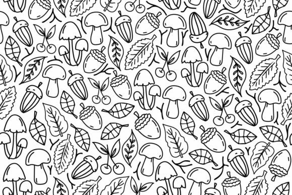 Download Autumn Line Art Seamless Pattern - Line art Collection