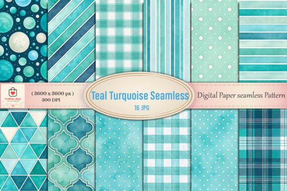 Download Teal Turquoise Digital Paper Bundle - Turquoise Collection
