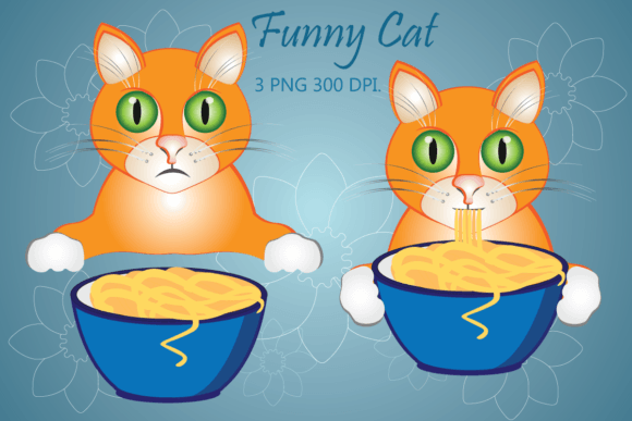 Download Cat Eating Spaghetti PNG Graphic - Premium Bundle
