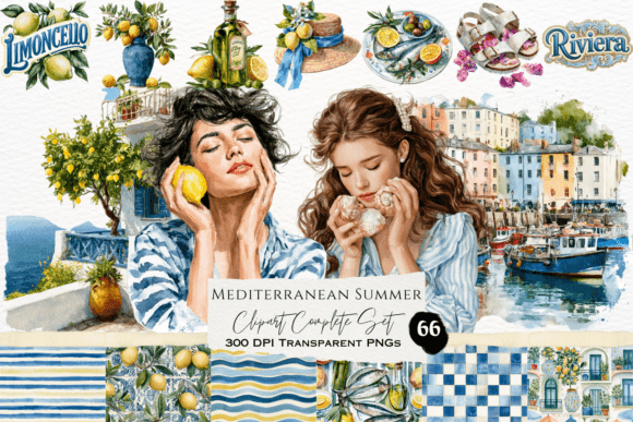 Download Mediterranean Summer Watercolor Clipart - Mediterranean Collection
