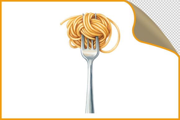 Download Spaghetti on Silver Fork Watercolor PNG - Spaghetti Collection